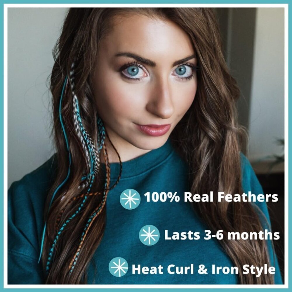 Hair Feathers Extensions Kit, Long Real Rooster Feathers for Hair with DIY Micro - Picture 2 of 6